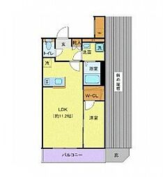 ディアレイシャス等々力 1LDKの間取図画像
