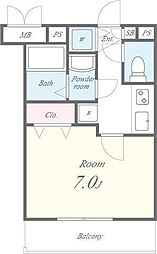 パルテール 1階1Kの間取り