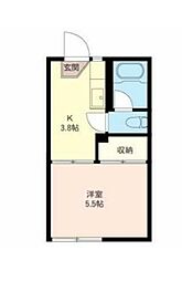 フォーブル矢口　A 2階1Kの間取り