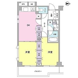 リバーレ蒲田仲六郷 2DKの間取図画像