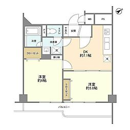 田園調布ロイヤルハイツ 2階2DKの間取り