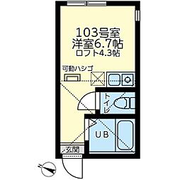 ユナイト菊名アウグスブルク ワンルームの間取図画像