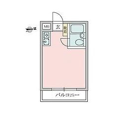 スカイコート品川3 ワンルームの間取図画像