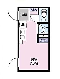 Cresta松陰 1階ワンルームの間取り