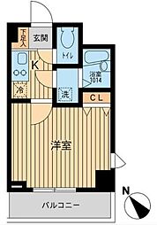 アーデン駒沢大学 2階1Kの間取り