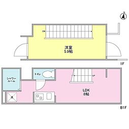 ル・トラン代々木公園 1階1LDKの間取り