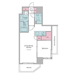 ドゥーエ二子新地 4階1LDKの間取り