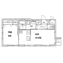 ノア豪徳寺 1階1LDKの間取り