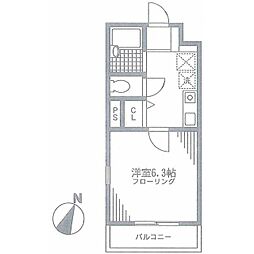 INN1913F 2階1Kの間取り