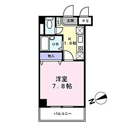 ベルデュール宮前平 1Kの間取図画像