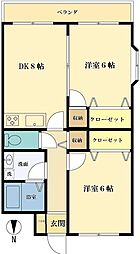 ベルデミール 2DKの間取図画像