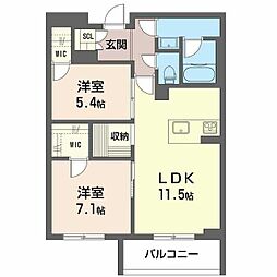 ドウェルグランデール 2LDKの間取図画像