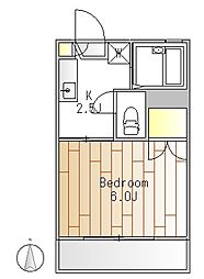 パークサイド駒沢B 1Kの間取図画像