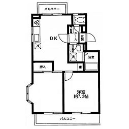 桜町マンション 2DKの間取図画像