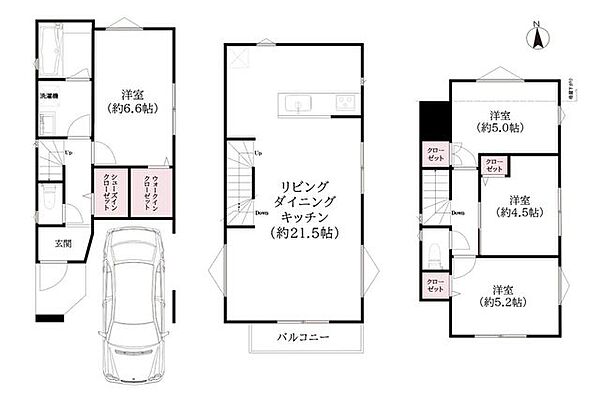 ■参考プラン例(1)■※実際の建物とは異なります。建物価格：2200万円建物面積：102.28m2