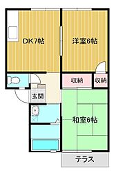 ガーデンブライトC 2DKの間取図画像