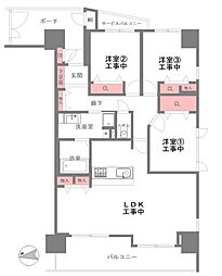 メロディーハイム鶴見パークオアシス 3LDKの間取図画像