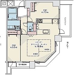 ザ・上本町タワー 2LDKの間取図画像