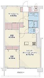 桜川グリーンコーポラス 3LDKの間取図画像