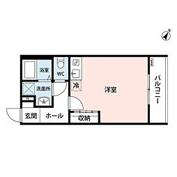 ヒルズ豊田 2階ワンルームの間取り