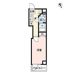 ヒルズ麦田町 7階1Kの間取り