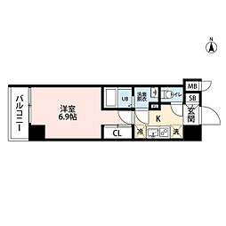 ヒルズパークサイド 1Kの間取図画像