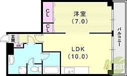 ジュエリー山手 2階1LDKの間取り