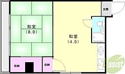 ダイヤハイツ元町 4階1DKの間取り
