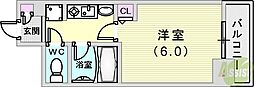 エステムコート神戸・県庁前 8階1Kの間取り