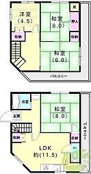 グランディア熊内橋 4階4DKの間取り