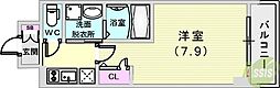 エスリード中山手県庁前 2階1Kの間取り
