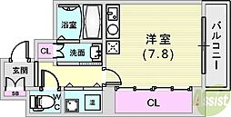 AXIS神戸みなと元町 4階ワンルームの間取り