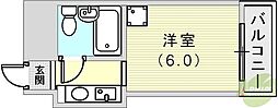 ネオダイキョー神戸元町 12階ワンルームの間取り