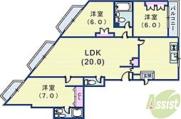 第3スカイマンション 3階3LDKの間取り