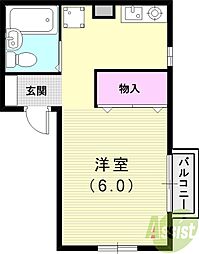リオマール壱番館 1階1Kの間取り