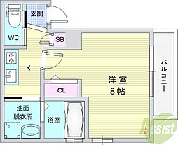 THECITY神戸山手 1Kの間取図画像