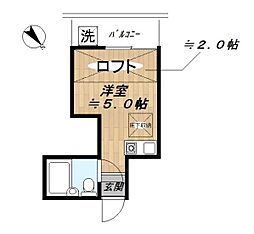 レリーフハイムA ワンルームの間取図画像