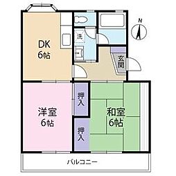 サンライズ石谷 2DKの間取図画像
