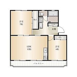 RIVER・S有東坂 2LDKの間取図画像