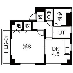 Sunpure・hitomi 1DKの間取図画像