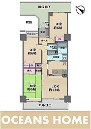 ダイアパレスリバーコート熊谷 3LDKの間取図画像