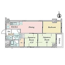 武蔵野エイトマンション 3DKの間取図画像