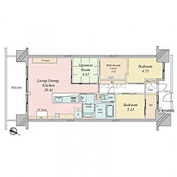 コスモ・ザ・パークス清瀬の森 3LDKの間取図画像