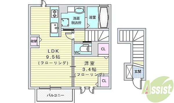 カーサコモドIV 202｜大阪府池田市石橋1丁目(賃貸アパート1LDK・2階・36.99㎡)の写真 その2