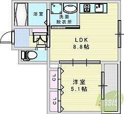 ラモーナ庄内栄町 1LDKの間取図画像