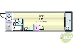 JGS緑丘マンション ワンルームの間取図画像