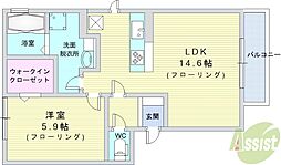 カーサコモド3 1LDKの間取図画像