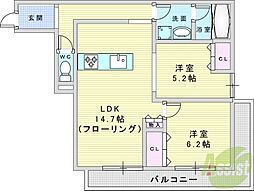 D-residence荘園B 2LDKの間取図画像