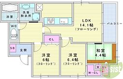 イストワール北桜塚 2LDKの間取図画像