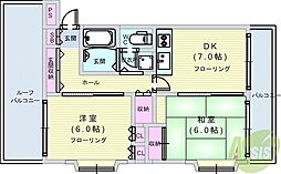 メゾン南桜塚 2DKの間取図画像